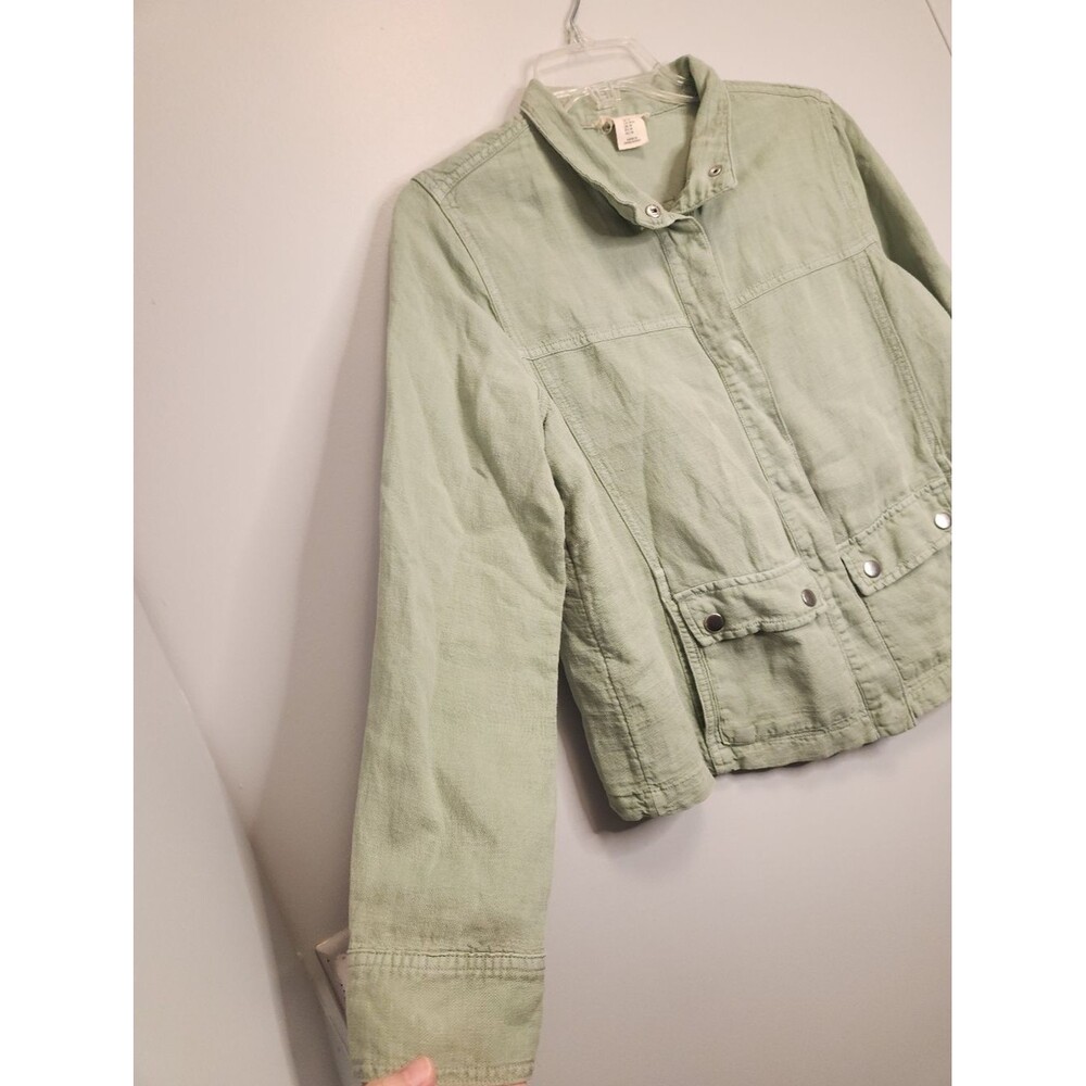 Christian Siriano Light Green Women's Linen Blend Utility Jacket Size M - Picture 7 of 12